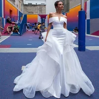

Simple Bridal Dress 2019 Mermaid Wedding Gowns Sexy Africa Bridal Wedding Dress with Detachable Train Cheap Wedding Dresses A233