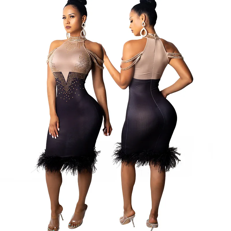 Ladies 2018 Women Sexy Night Club Style Mermaid Dress Solid Halter Strapless Short Sleeve Hollow Out Lady Midi Dress