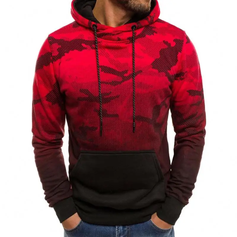New Sports & Leisure Mens Hooded Pullover Sweater Jacket Camouflage Gradient Hoodies