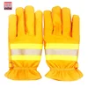 Yellow cowhide working fluorescent firefighting glove santi fire glove