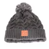 dark grey cable knit beanie, leather patch beanie hat with fleece lining