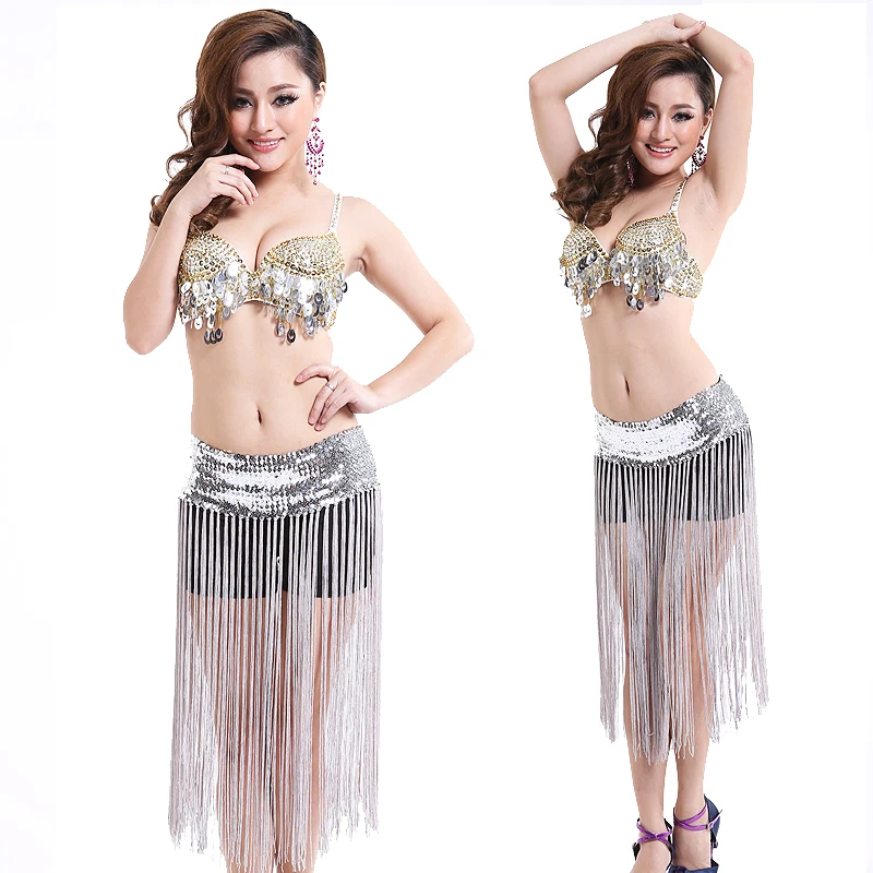 Cheap Price Carnival Dance Costumes Festival Sequin Bra Skirt Performance Wear Belly Dance Set