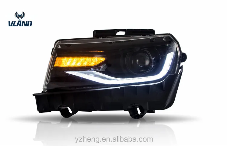 VLAND manufacturer for car headlight for RGB  Camaro colorful headlight 2014-2015 front lamp with moving signal +turn signal+DRL