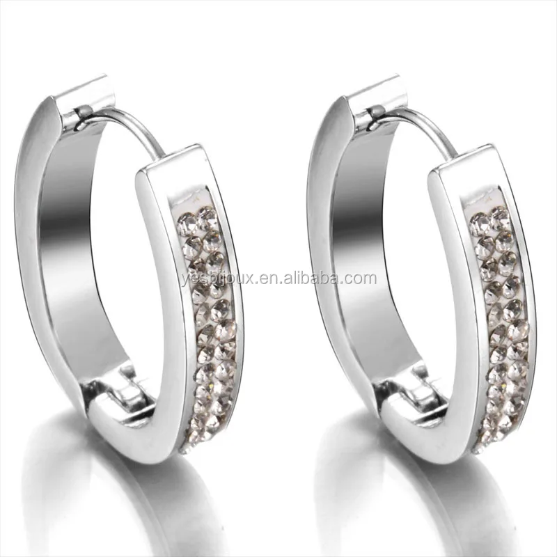 

stainless steel hoop earring with crystal free sample jewelry