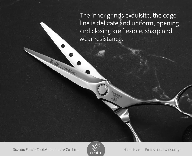 6.25 Inch Japanese VG10 Stainless Steel Barber Hair Scissors Blade with Holes