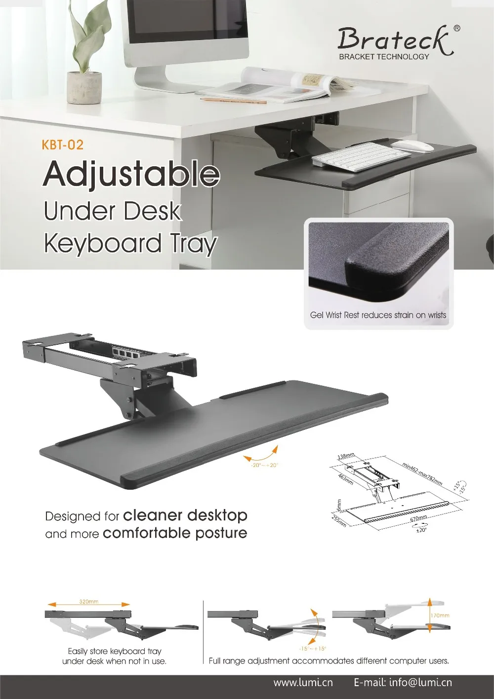 Office Furniture Under Desk Adjustable Keyboard Tray Picture