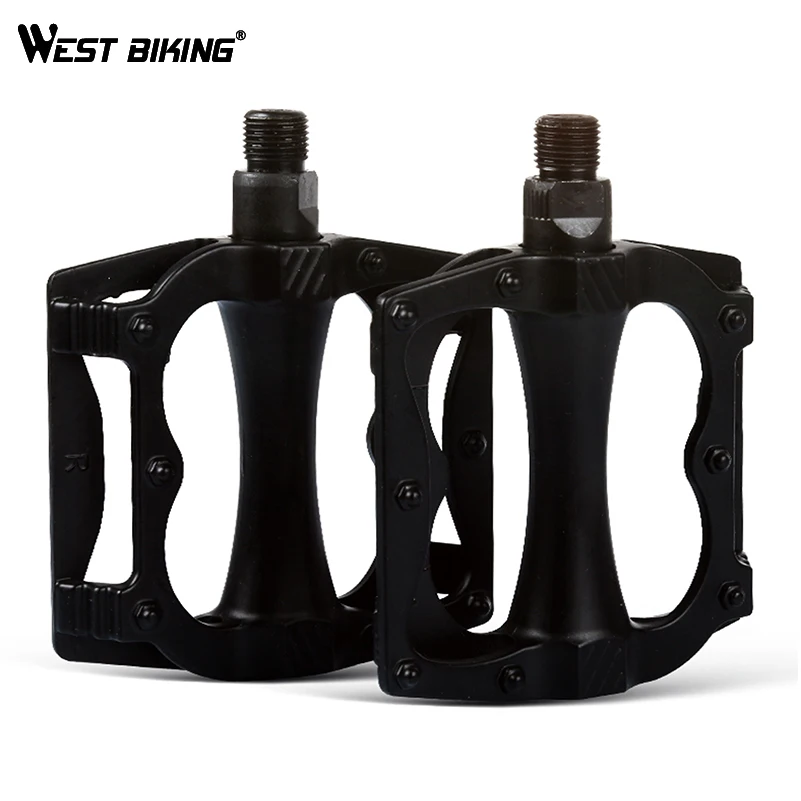 

WEST BIKING Aluminum Alloy Cycling Bike Pedals Road Mountain Hollow Anti-slip Durable Bearing Mountain Exercise Bicycle Pedals, Black