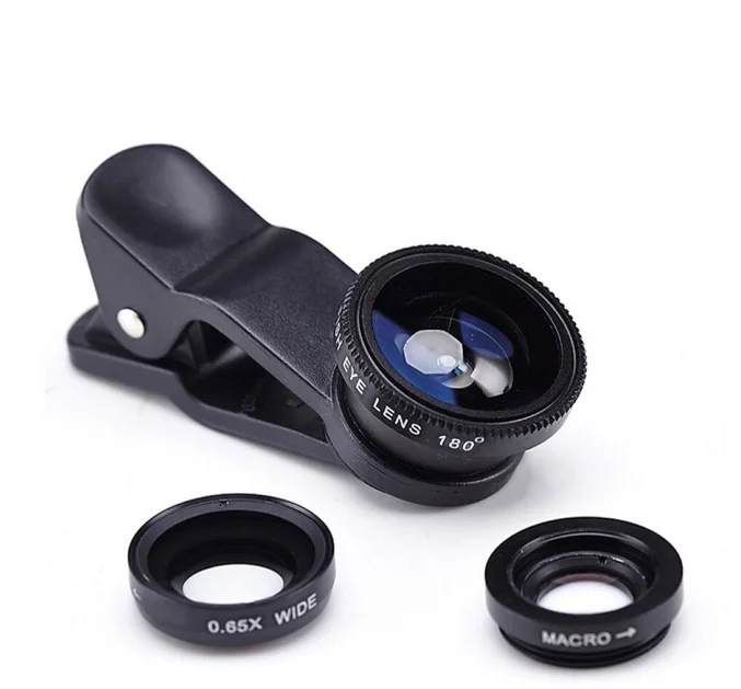 

0.67X Wide Angle 180 Degree Fish Eye Lens 3 In 1 Universal Clips Mobile Phone Camera Lens for Samsung Galaxy, Black;red;golden;sliver;blue