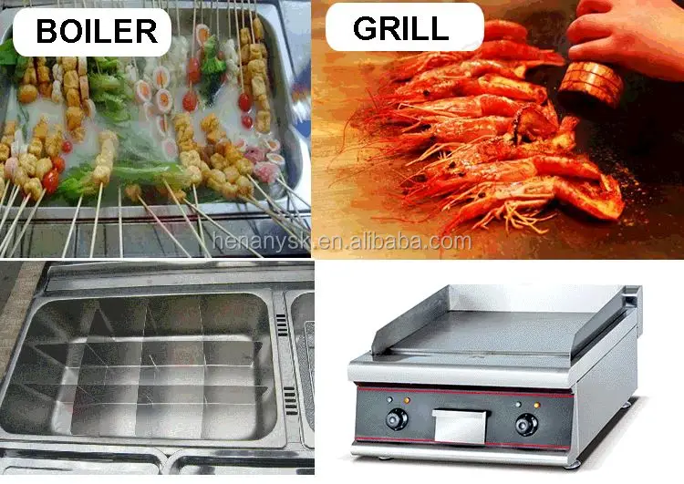 Multi-Functional 5 in 1 Gas Deep Fryer Noodle Boiler Chocolate Fountain Snack Tricycle Mobile Food Trailer Food Trucks