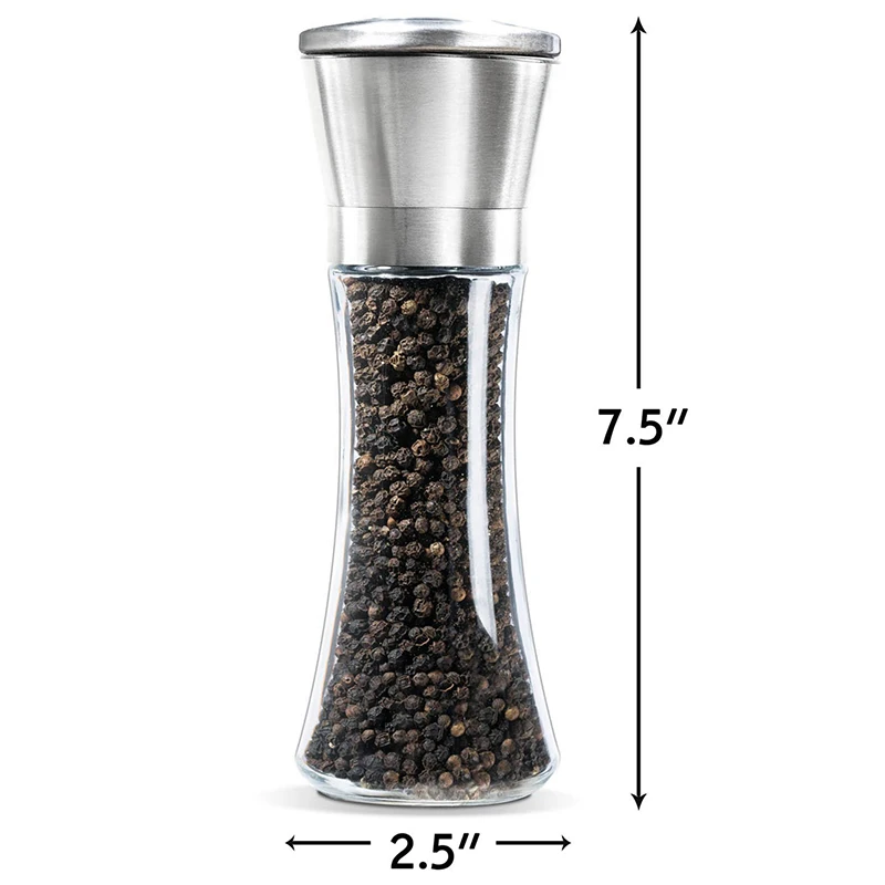 Spice bottles with grinder caps salt and pepper grinder set manual glass pepper grinder