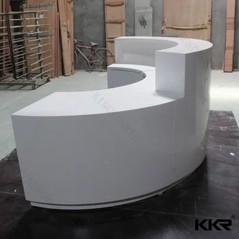 White Color Solid Surface Semi Circle Reception Desk Buy Solid