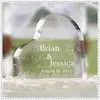 Personality Engraved Glass Wedding Heart Shaped Cake Toppers