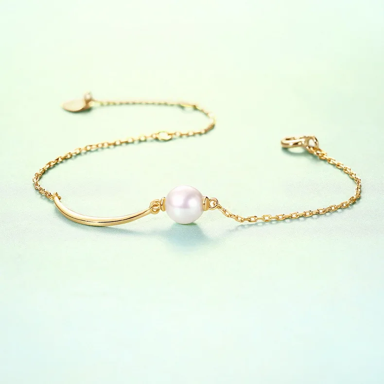 925 Sterling Silver Freshwater Pearl Gold Chain Bracelet With Smycken