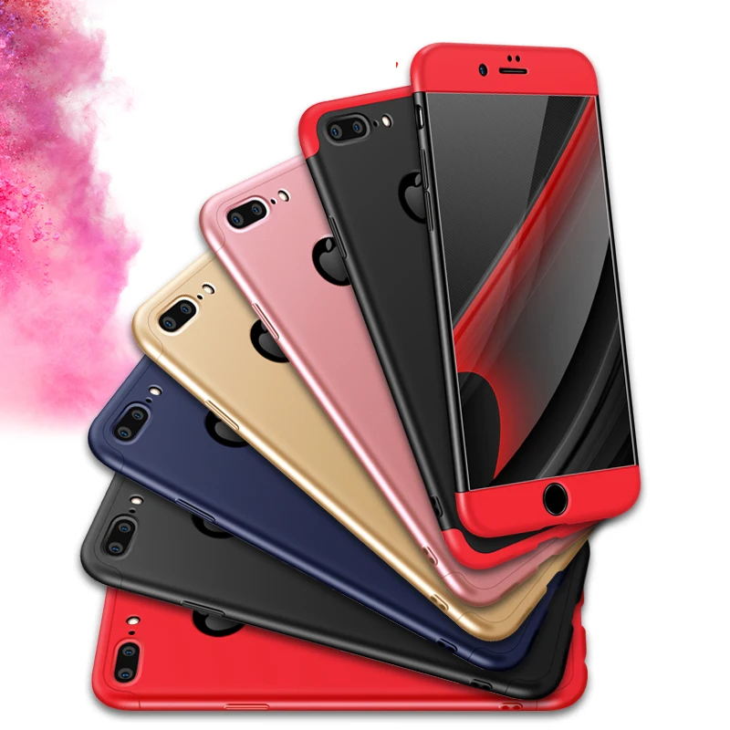 2018 hot sell 360 cover Removable 3in1 Hard PC Shield Back Cover Case for iPhone 7 Plus phone cases