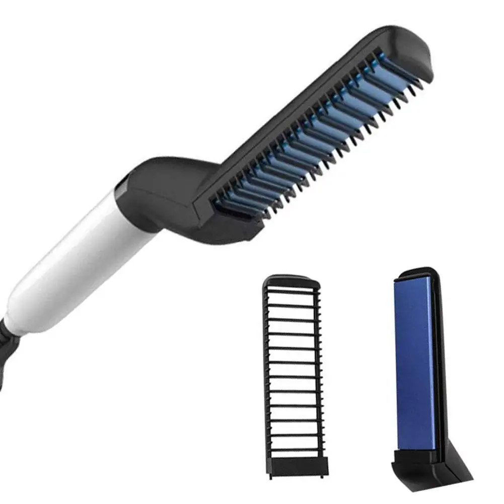 

mini electric flat iron hair straightener comb brush with teeth, Black