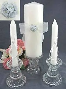 Ivory Candle Color Calla Lily Bouquet Wedding Unity Candle Set