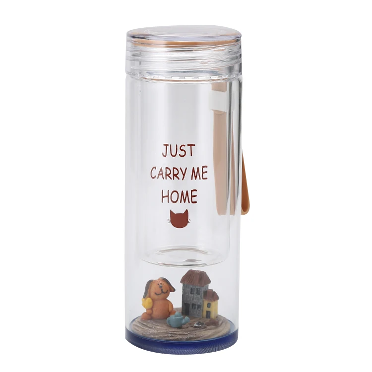 

Creative Micro landscape small capacity double wall glass water bottle