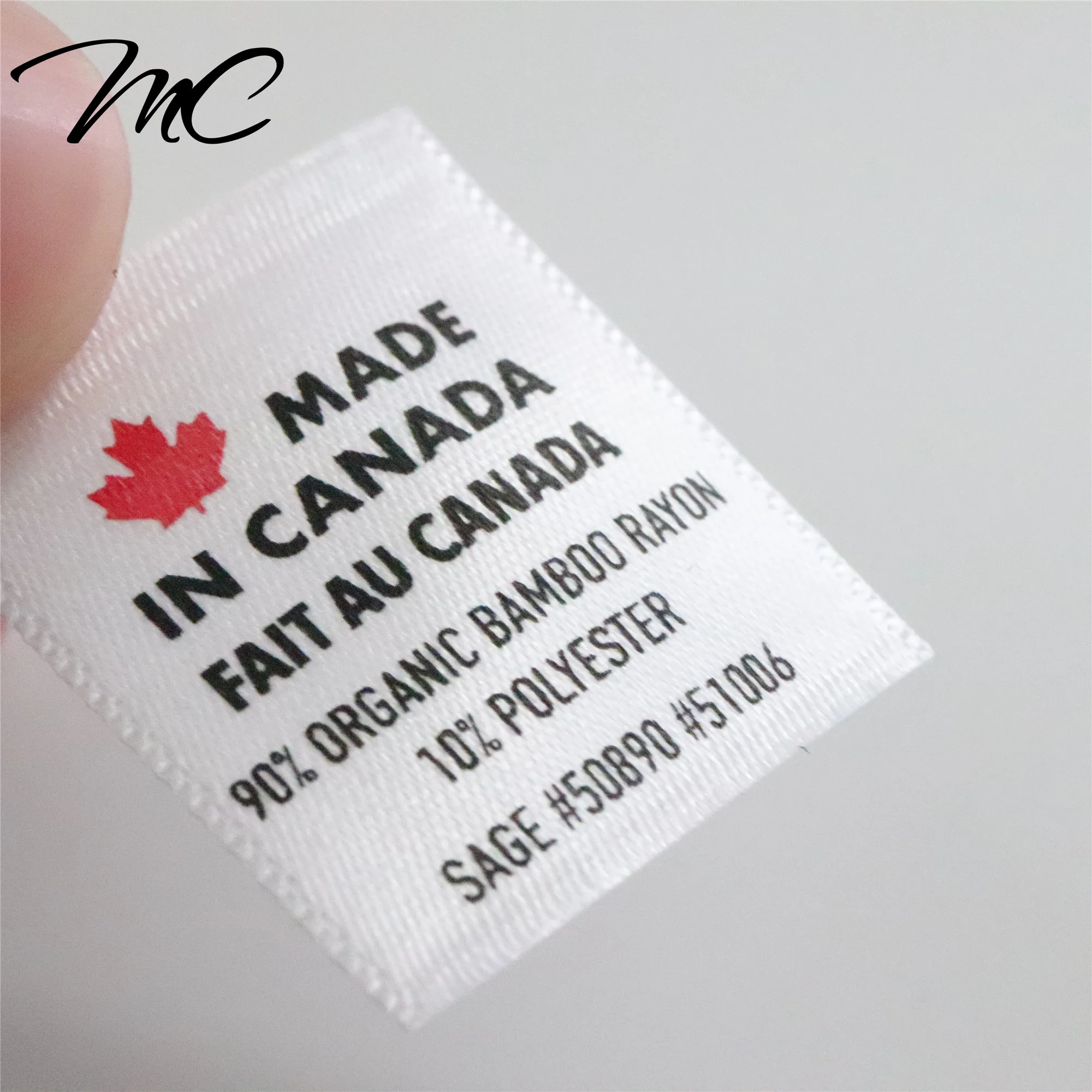 

High Quality Customized Garment Cotton Satin Woven Clothing Label Tag With Printed Logo, Custom