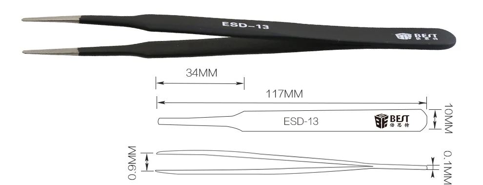 Hand Tool Pincers Set Electronics Forceps Curved Straight Anti-Static Stainless Steel Tweezers Set