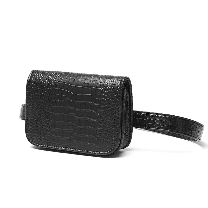 

2018 Custom Logo Luxury Women Fanny Pack Ladies Fashion Alligator Print Designer PU Leather Waist Bag, Black
