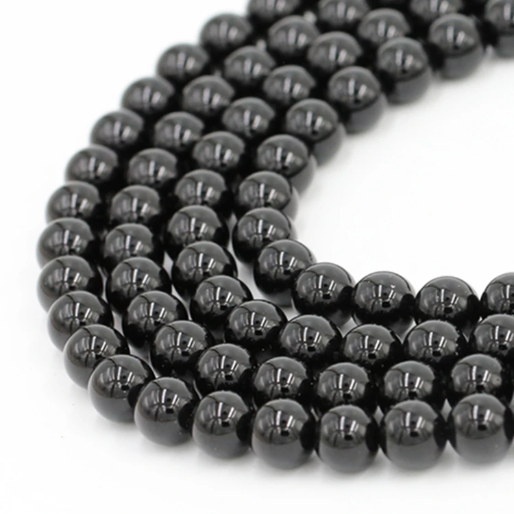 

2022 New Products Wholesale DIY Fashion Jewelry Round Black Tourmaline Stone Loose Beads Natural 8mm for Jewelry Making