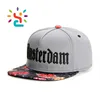 Printed Floral Brim Custom Promotional Caps 5 Panel Flat Brim Snapback Hat Import Yupoong Plain Wool Snapback