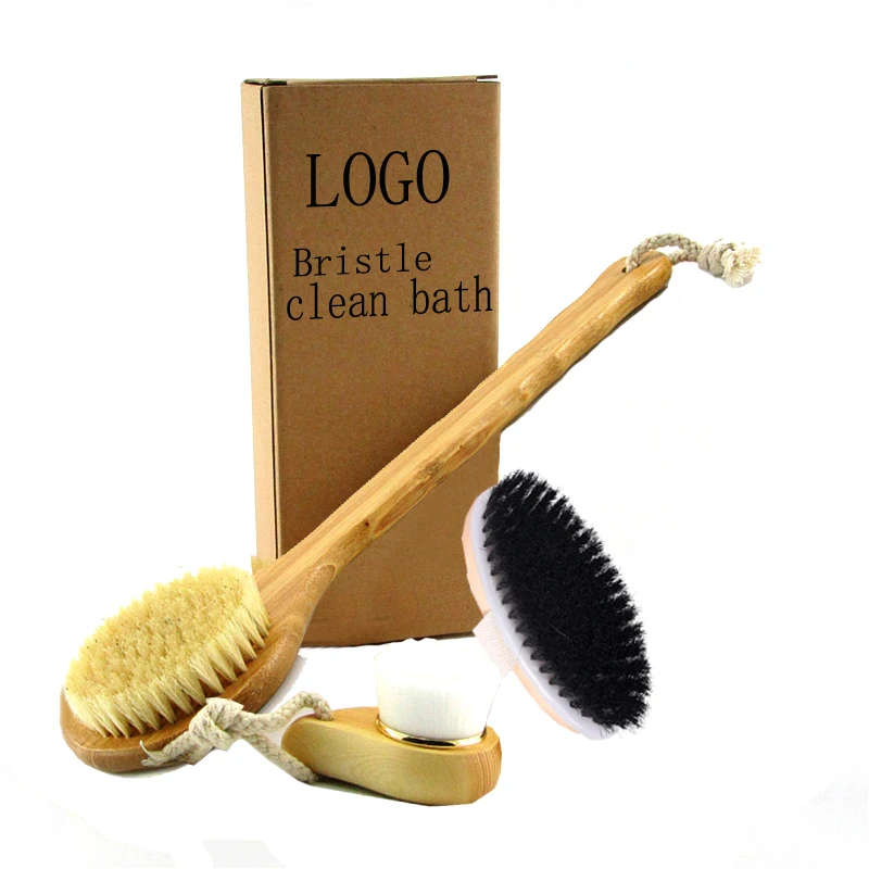 

Premium Dry Brushing Body Brush Set- Natural Boar Bristle Body Brush , Exfoliating Face Brush & One Pair Bath & Shower Gloves.