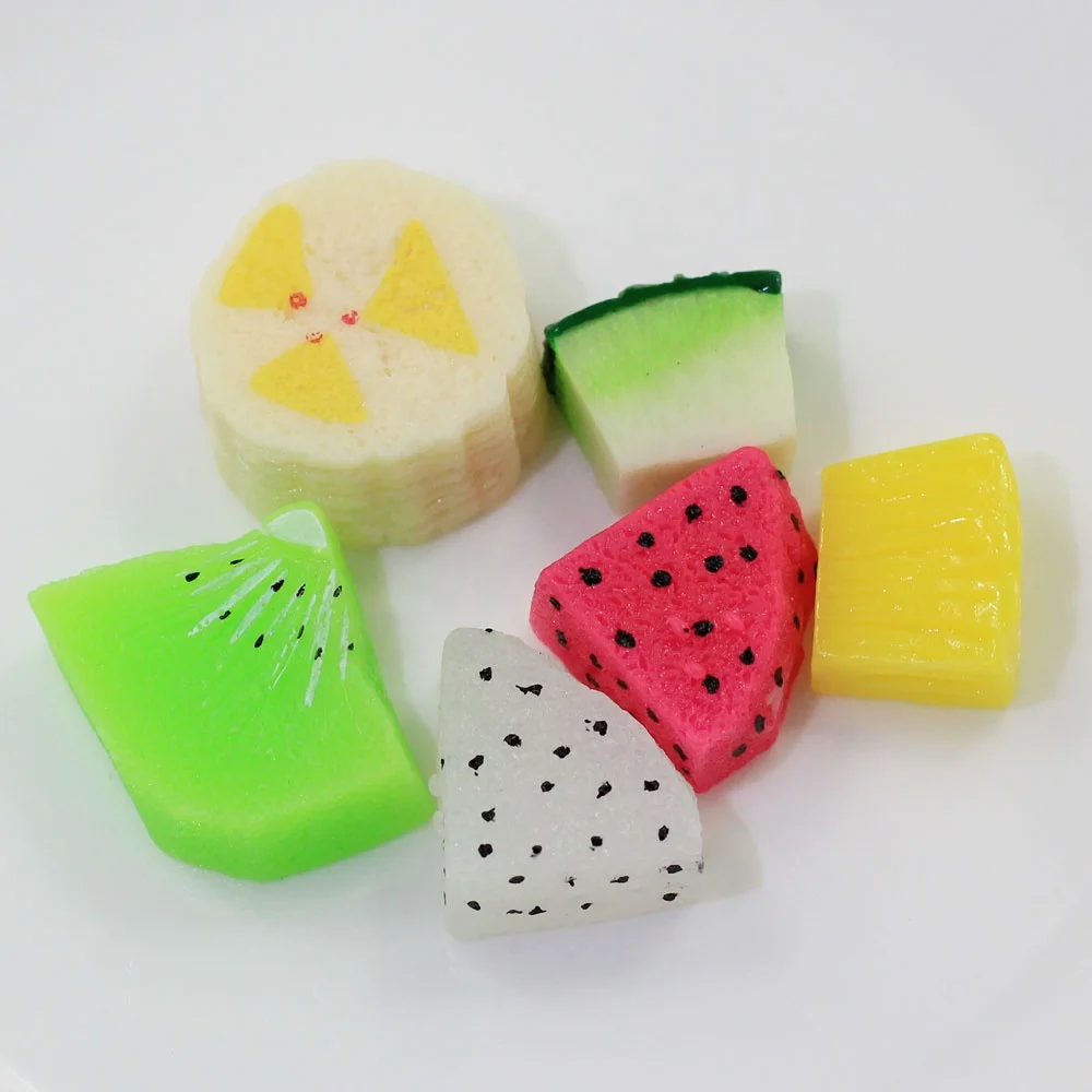 

Resin Fruit Slice Kiwi Banana Dragon Fruit Artificial Flatback Cabochon Embellishment Slime Parts Diy Craft