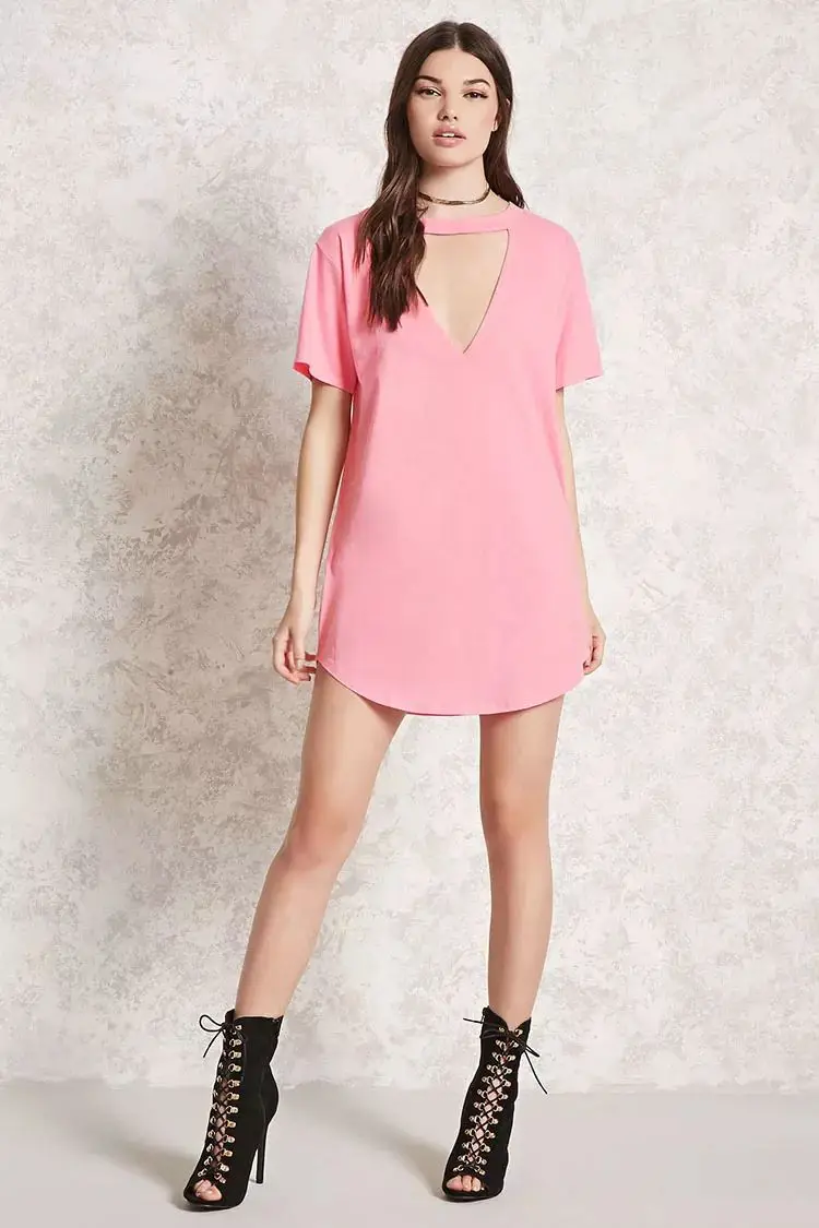 tshirt dress v neck