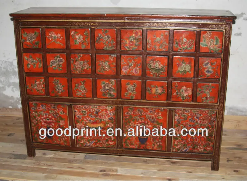 Chinese Antique Shanxi Recycled Solid Wood Distressed Medicine Cabinet