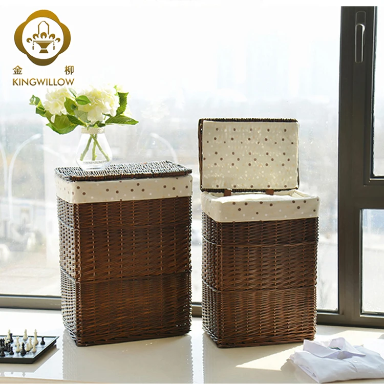 

Classical rectangular wicker laundry basket storage basket hamper with lid, Customized