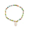 Linsoir bohemian seed beads shell charm bracelets weave rope friendship bracelet adjustable handmade bangle for womens