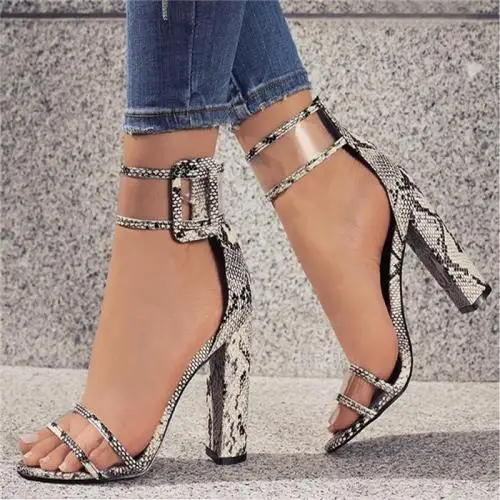 

Rubber & Velvet buckle Platform high heel shoes for women chunky shoes 159677