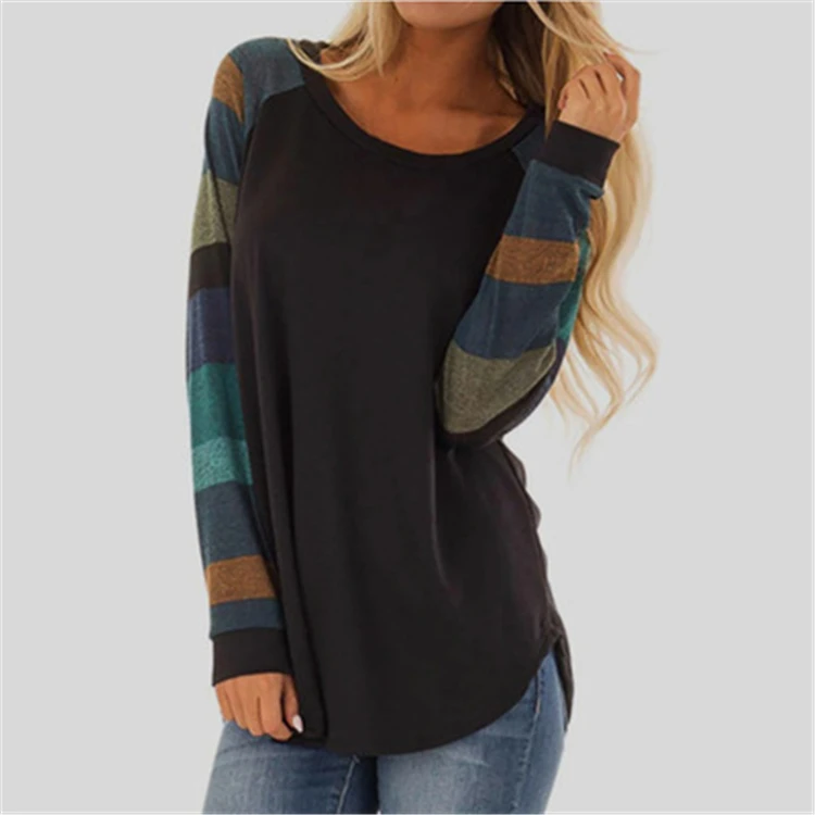 

salisaman-81 new product explosion models women's long sleeve round neck printed pullover shirt, N/a