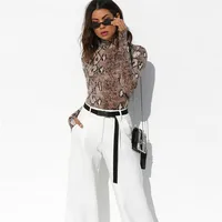 

Wholesale women spandex shaping bodysuit blouse high neck long sleeve slim snake