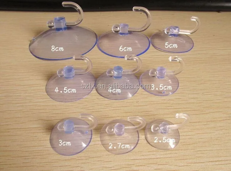 
20mm to 80mm plastic rubber suction cup with hook display  (60252507745)