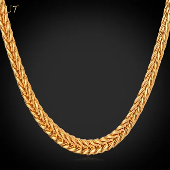 girls boys gold filled box link chains 4mm wide foxtail necklace box link