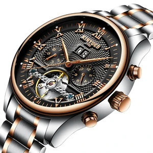 KINYUED Men's Self-Wind Tourbillon Mechanical Watches Water Resistant Automatic Skeleton Watch Men Relojes Hombre 2019
