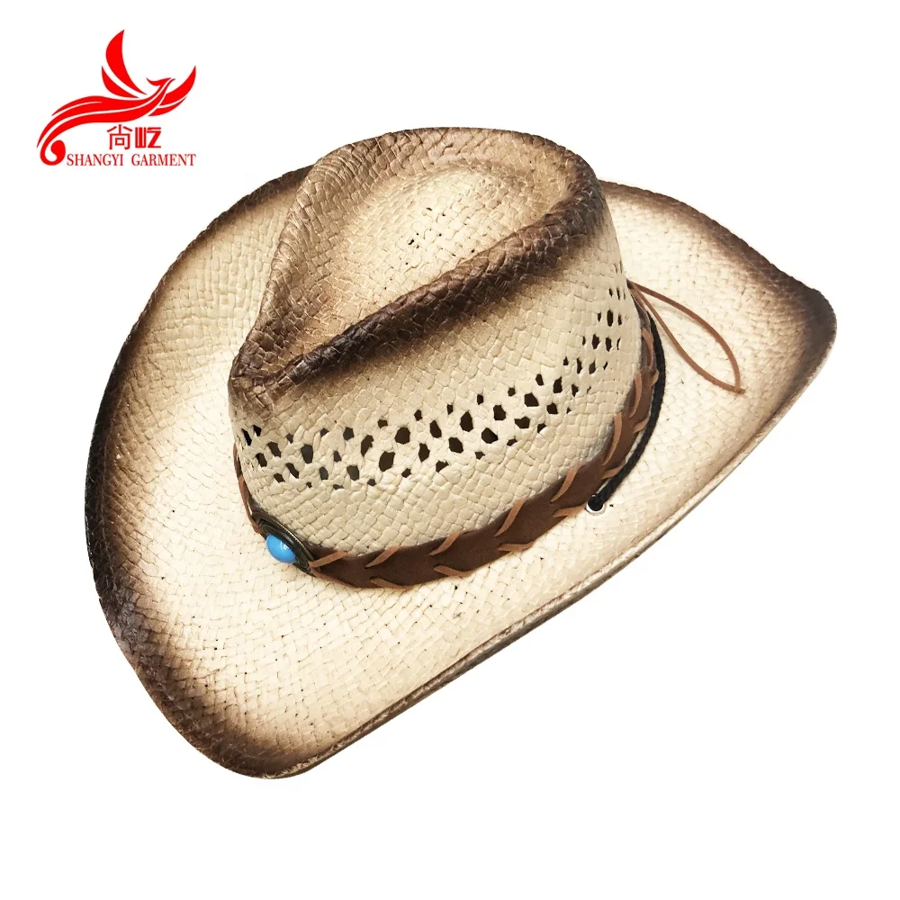 
Promoiotn party gift custom ribbon decorate straw cowboy hat with print logo 