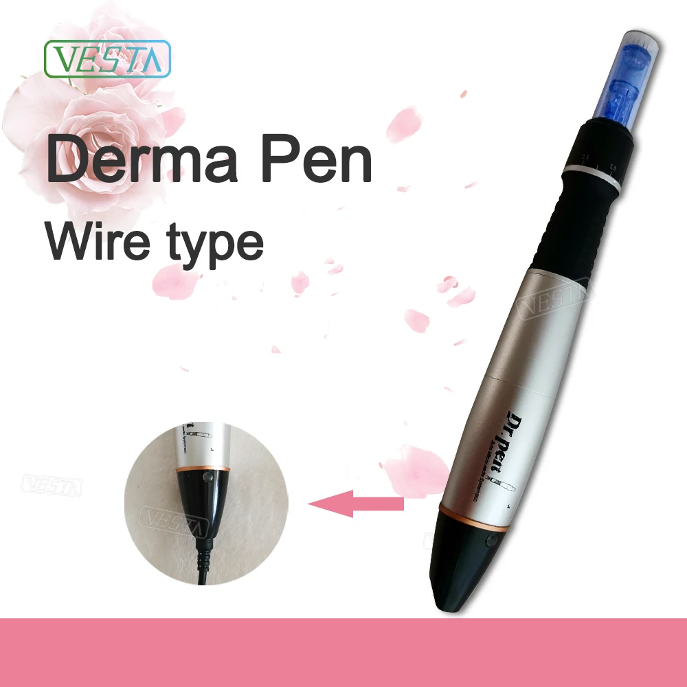 

2019 Vesta A1-C Wire Derma Pen Meso Auto Microneedle Derma Pen Needle Derma Pen Electric Micro Needing Dermapen, Silver