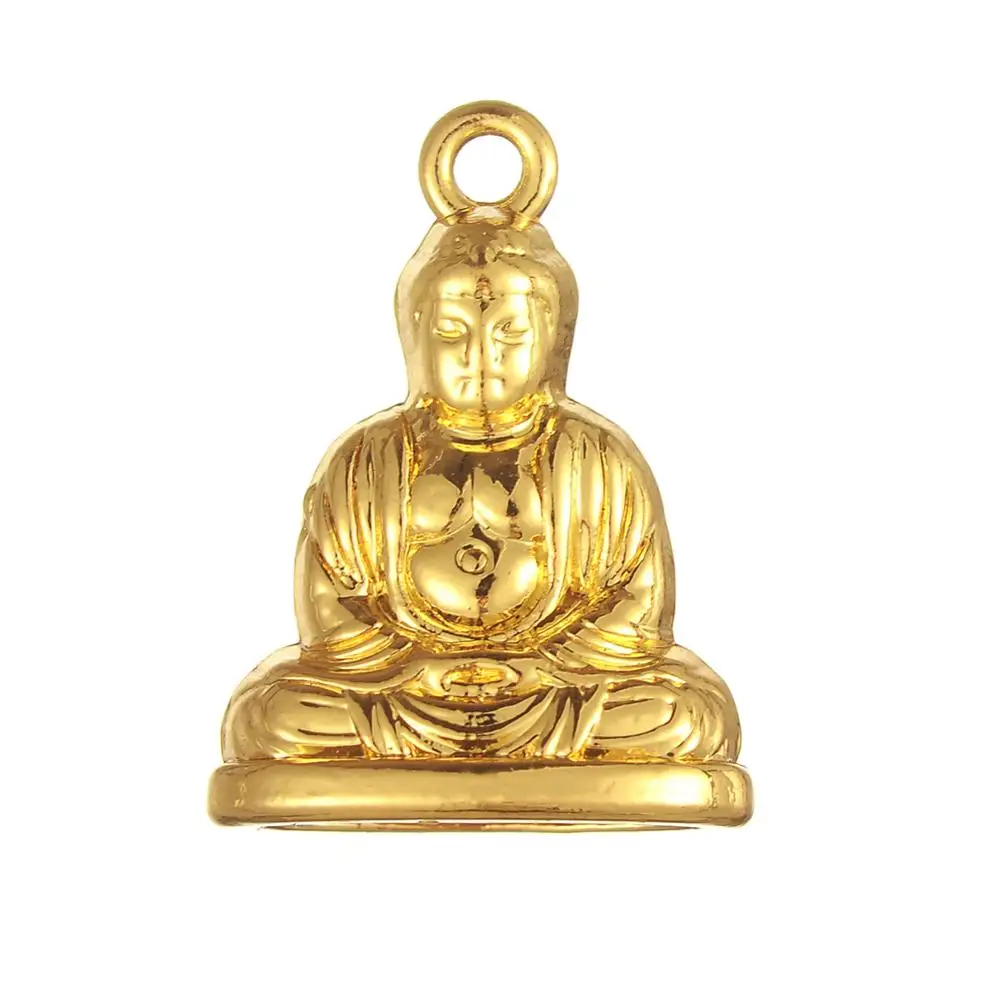 

Wholesale jewelry accessories Religious Antique Gold Plating Buddha 3D Pendant necklace bracelet keychain making, Golden