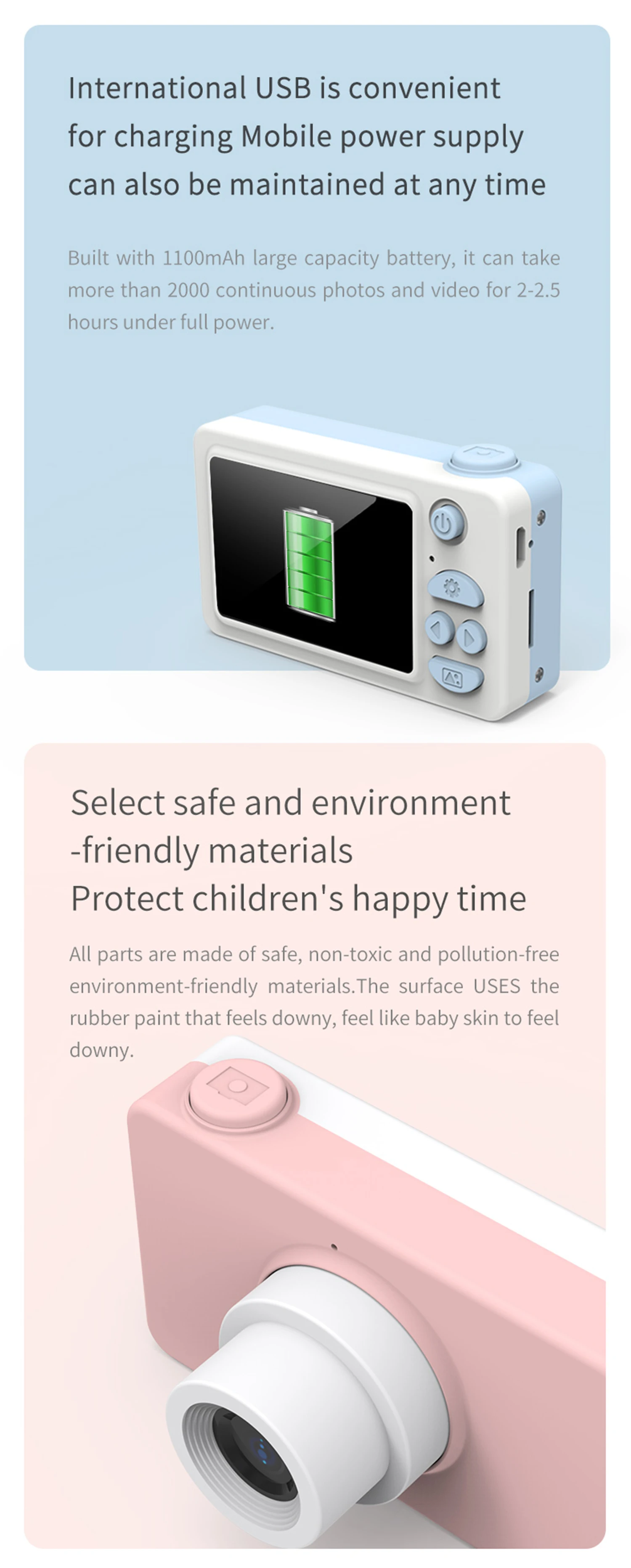 Mini kids cartoon digital camera 1080P Full-HD christmas birthday gift for children with optional silicon protective case