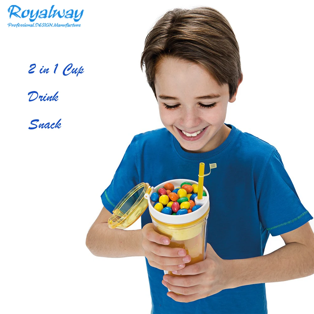 Royalway 16oz,22oz Plastic Snack And Drink In One Cup,Drinking Snack