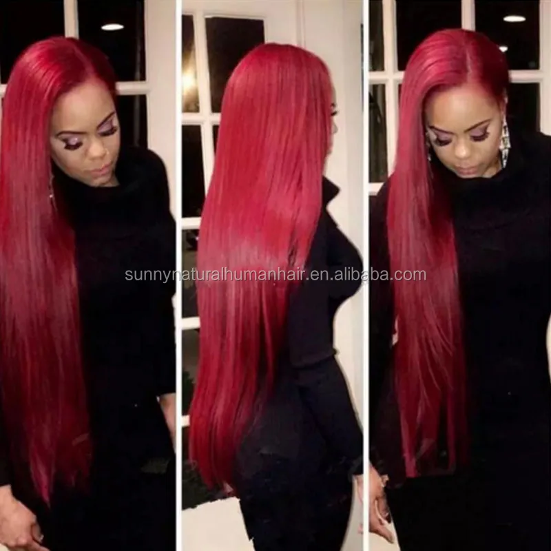 

wholesale top quality red human hair lace front human hair wigs glueless full lace wig with baby hair for women wigs, Natural black