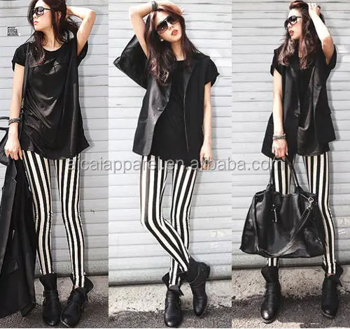 black white striped leggings pictures 