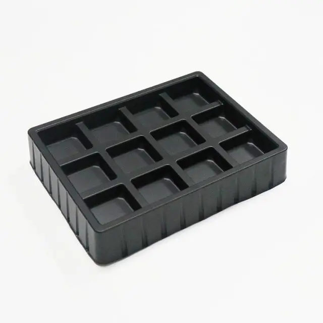 

Customized ps black 12 compartment chocolate cookie plastic tray divider for inserting service tray in bakery