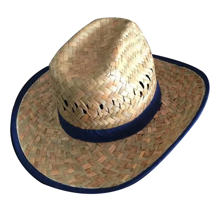 Cheap palm straw mexican sombrero hat cowboy floppy hat for summer 
