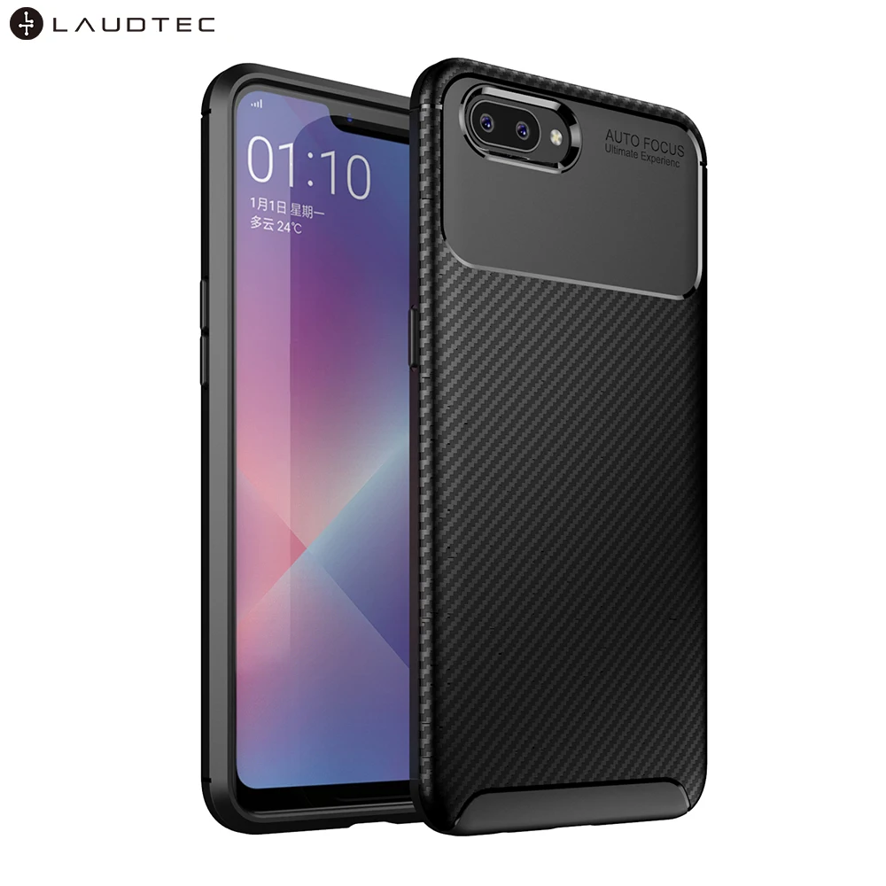 

Laudtec Custom Logo New Carbon Fiber Soft Tpu Back Cover Mobile Phone Case For Oppo a5/a3s, Black;navy blue;brown