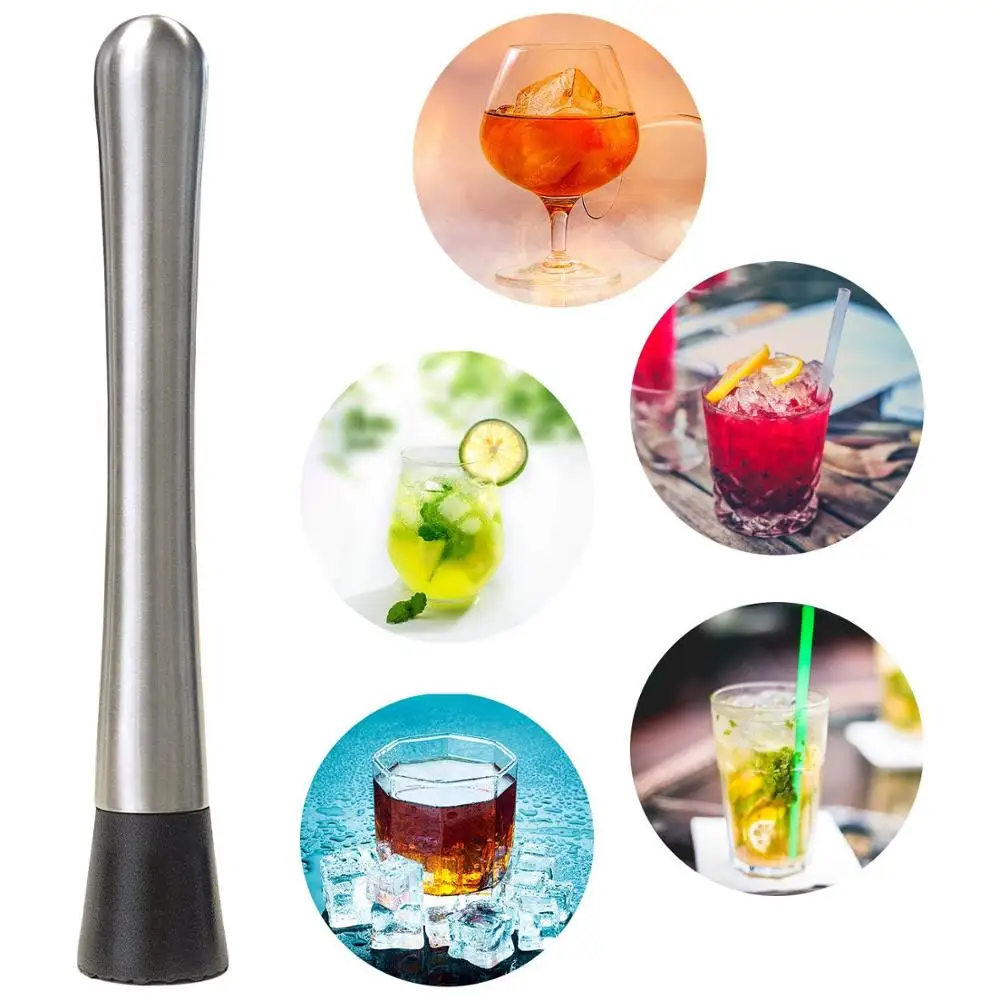 

Bar Drink Muddler Stainless Steel Cocktail Muddler With Nylon Head