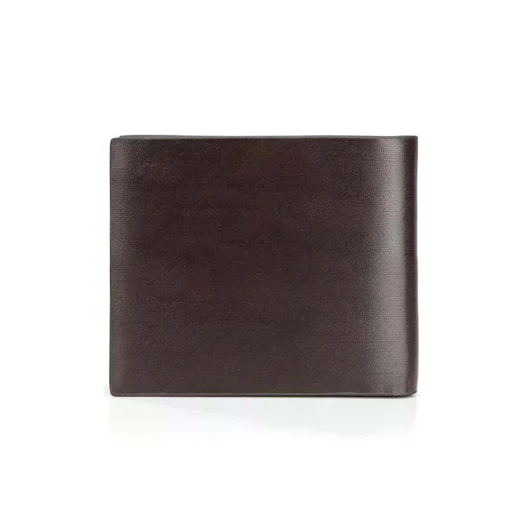 

2021 China manufacture Pure black brown genuine Leather short wallet for men